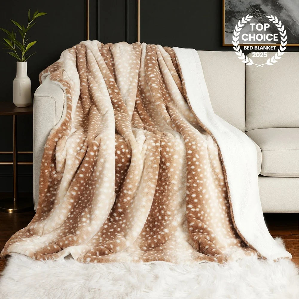 Deer Print Faux Fur Blanket
