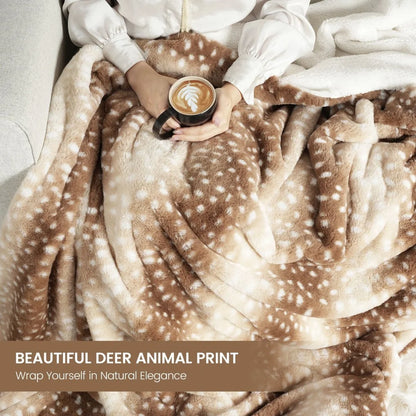 Deer Print Faux Fur Blanket